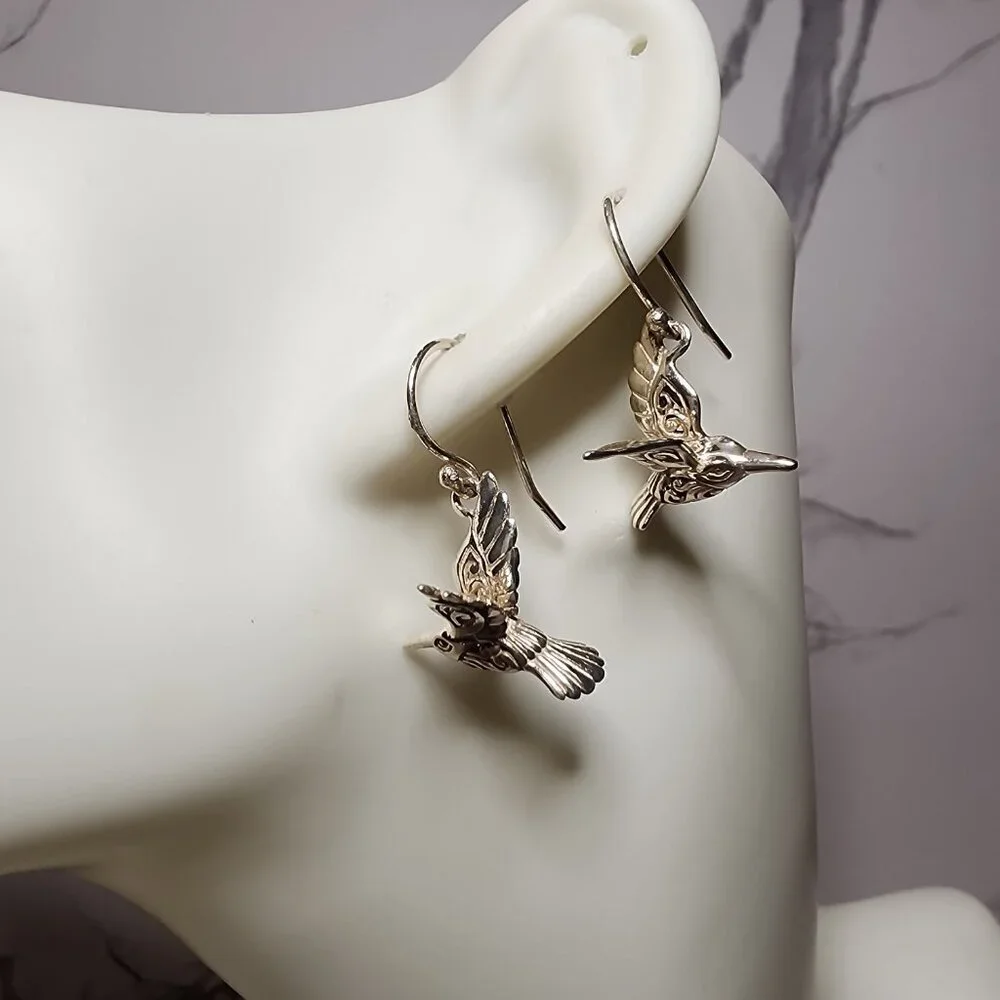 925 Hummingbird Dangle Earrings - Picture 2 of 7